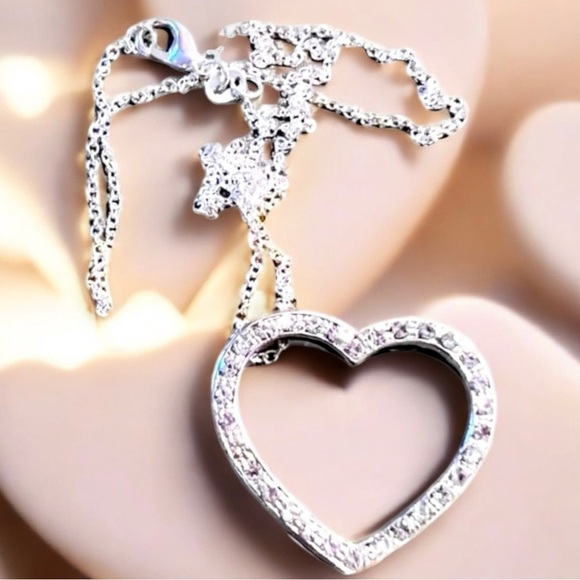 Vintage Cubic zirconia, heart charm, heart pendant Silver 925 - Picture 11 of 16